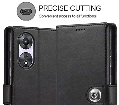 Image of SHINESTAR Ultimate Leather Finish Flip Back Cover for Oppo A78 5G | Inside TPU & Inbuilt Stand | Wallet Style Back Cover Case for Oppo A78 5G | Stylish Button Magnetic Closure - Black