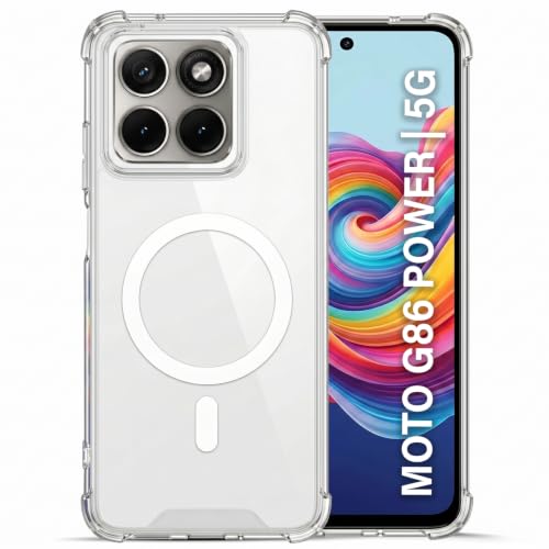 Image of TRUEUPGRADE Back Cover for Motorola Moto G86 Power 5G | Mag-Safe Printed Transparent Case | Hard PC Back + Soft TPU Bumper | Magnetic Print Shockproof Protective Cover | Crystal Clear