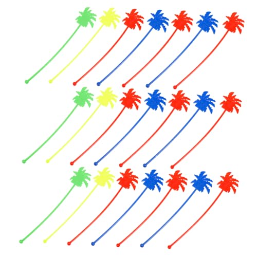 OUNONA 30pcs Coconut Tree Plastic Swizzle Sticks Drink Stirring Straws for Cocktails and Beverages for Parties and Home Use Long