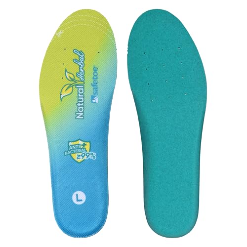 SAFETOE J-018 Semelles Homme Anti-Odeur et Anti-Transpiration - Double Couche à l'Armoise Naturelle - Support Pied Plat & Amorti Respirant - Adaptable EU39-46...