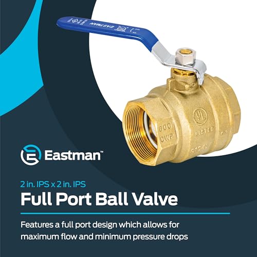 Image of Eastman 2 Inch IPS Heavy Duty Full Port Ball Valve, Brass Plumbing Fitting, 20055LF