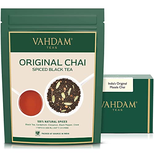 Vahdam, India's Original Masala Chai Tea Loose Leaf | 50 Cups, 3.53 Oz - Blend Of Black Tea, Cinnamon, Cardamom,Cloves & Black Pepper | Ancient Indian House Recipe Of Spiced Masala Tea #TOP24