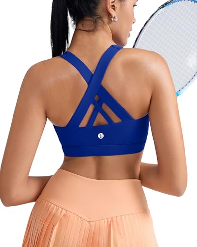 Image of RUNNING GIRL Sports Bras for Women,Padded Strappy Sports Bras Criss-Cross Back Medium Support Sports Bras with Removable Cups