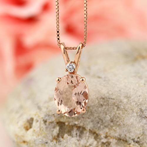 14 Karat Rose Gold Oval Shape 2.50 Carats Morganite Diamond Pendant (10x8mm Oval)2