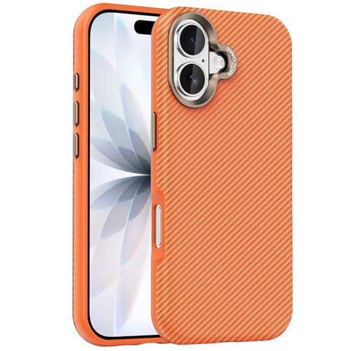 Étui magnétique iPhone 17 orange antichoc et coque en cuir fibre de carbone fine