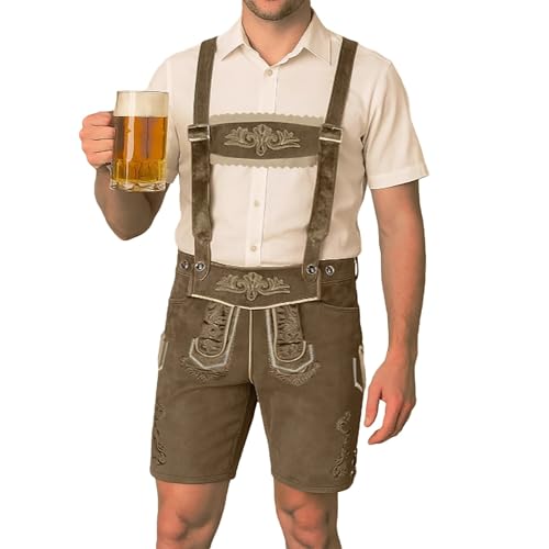 Celanisai Oktoberfest - Conjunto de ropa bávara para hombre, con tirantes desmontables, camisas, calcetines hasta la rodilla y sombreros de fieltro bávaros, juego completo para festivales, P verde