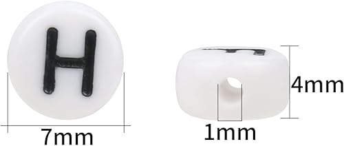 Miniatura 4 de 1200 cuentas del alfabeto de 0.157 x 0.276 pulgadas, redondas, blancas, acrílicas, negras, para pulseras y fabricación de joyas