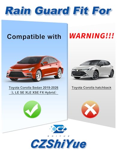 Image of 6-PCS Extra-Thick Rain Guards Fit for 2020-2026 Toyota Corolla Sedan L LE SE XLE XSE FX Extra Durable Tape-on Window Rain Guard Window Deflectors Vent Shades Window Visor Vent Visors Exterior