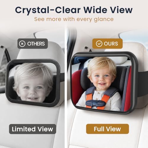 Baby Car Mirror, Car Seat Mirror Rear Facing for Tesla & Fixed Headrests — view 3