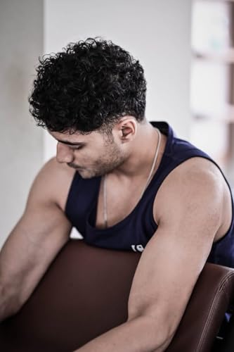 Image of Men's Black Tank Top, 100% Combed Cotton, Regular Fit, Sleeveless Gym Workout Vest with Logo