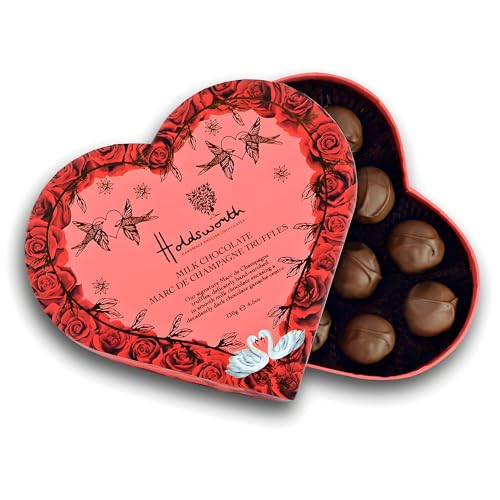 Holdsworth Chocolates Gift Box Marc de Champagne Milk Chocolate Truffles 130g Signature Champagne Truffles Luxury Chocolates. Fathers Day Birthday Valentines Gifts for Him/Her