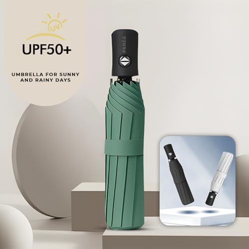 Image of PANCA Windproof Automatic Open Close Travel Umbrella for Men & Women | Compact 3 Fold Rain Umbrella with 8 Reinforced Ribs | Portable Folding Umbrella for Office, Travel & Outdoor