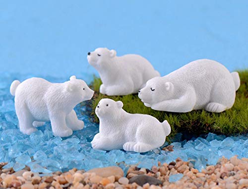Exasinine Mini Animals Miniature Figurines Animals Model Fairy Garden Miniature Moss Landscape Diy Terrarium Crafts Ornament Accessories For Home Décor (Polar Bears, Set Of 10) #TOP1