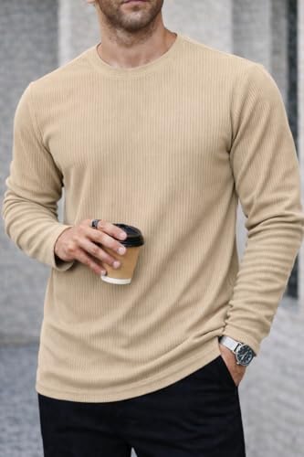 Image of Mack Jonney Men's Striped Ribbed Black Full Sleeve T-Shirt | Premium Soft Stretch Fabric | Casual Wear Round Neck Tee-M6265