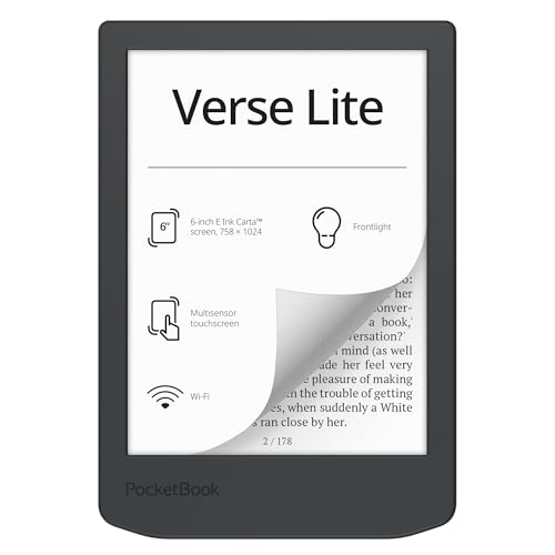 Pocketbook Verse Lite – 6" E-Ink Carta Touchscreen eReader with Frontlight | Eye-Friendly, Glare-Free Display | Wi-Fi | Supports 25 Formats incl. DRM | Compact & Lightweight