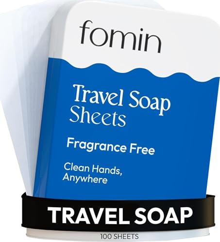 FOMIN - Paper Soap Sheets for Traveling - 100 Unscented Portable Camping Soap Sheets for Travel in...