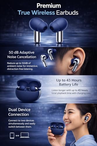 Image of Lynacz Original Buds Pro 3 Earbuds Compatible with Vivo, Oppo, iQOO, Oneplus with Good Sound Performance (Blue)