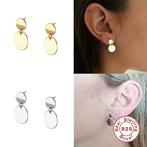 WZGWDC 2 ück 925 Sterling Silber Minimalist Punk Mujer Liebhaber Paare Damen Ohrstecker für Jubiläum Hochzeit Feiner Ohrring yc629 (Gem Color : Red)