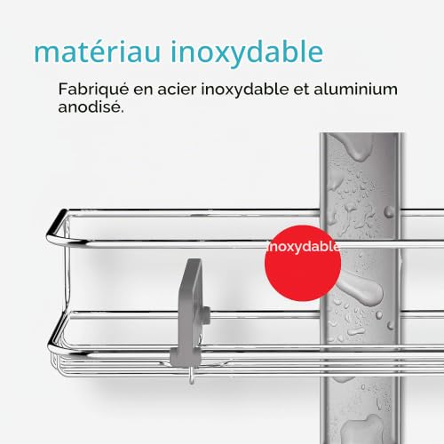 simplehuman BT1062 grand rangement de douche à tension, s’étend de 1,8 m à 2,7 m – vue 7