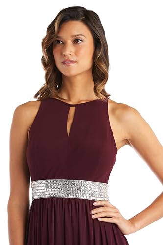 Image of Halter Maxi Dress W /Rhinestone Waist & Flowing Car Wash Skirt