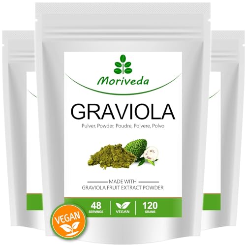 MoriVeda® - Graviola en Polvo I Vegano I Extracto de Fruta en Polvo, Altamente Concentrado I 3x120g