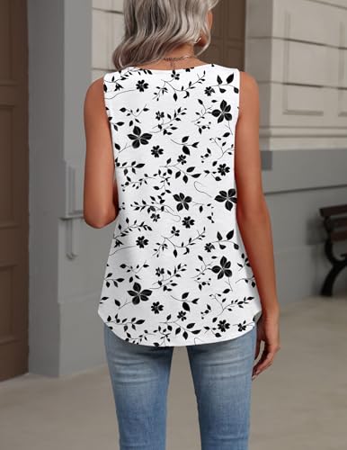 Image of Zeagoo Womens Tank Tops Summer Sleeveless Loose Fit Tops V Neck Pleated Shirts Basic Tees Dressy Casual Trendy Clothes