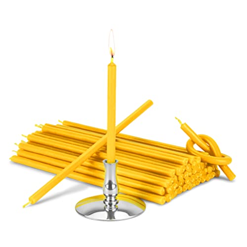 Bougeoir avec 200g de bougies d'offrande jaune NKlaus L 16cm en paraffine