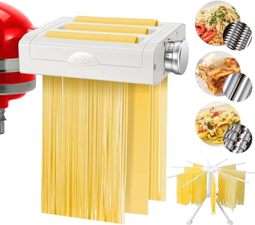 [Sbloccare le Funzioni Pasta Maker] l'accessorio pasta per KitchenAid si adatta a tutti i robot da cucina KitchenAid e rende preparare la pasta un gioco da ragazzi! A differenza del rullo a manovella della vecchia scuola, kitchen aid accessori pasta utilizza al meglio il robot da cucina KA risparmiando tempo e lavoro. È facile da installare e utilizzare. (SUGGERIMENTI: la macchina non è inclusa nella confezione).