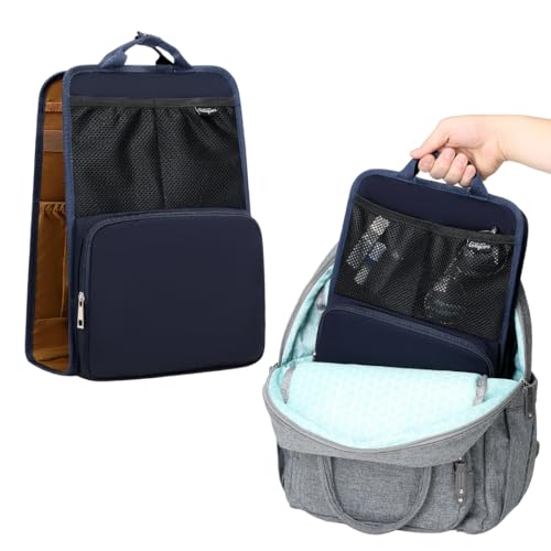 Image of GillyGro Unisex Foldable Vertical Backpack Organizer Insert for Tote Bag, Carry On, Picnic, Camping - 10 Pockets & Handle