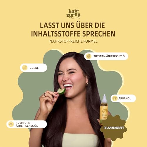 Hair Syrup | Growsmary Pre-Wash Haaröl | Mit Rosmarin, Thymian, Gurke & Avocado | Pflegt & nährt die Kopfhaut – für mehr Wohlbefinden | Vegan & 100% natürlich (100ml)