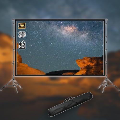 Pantalla de proyección portátil con soporte 100 pulgadas, plegable y lavable, con bolsa para camping u oficina miniatura 1