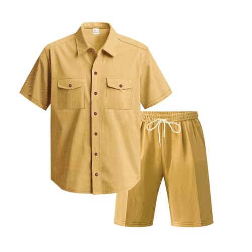 Suéter táctico genérico en conjunto de 2 piezas para hombre, pantalones cortos de verano casuales, camisa de pana y pantalones cortos, chándal de playa grandes y grandes suéteres para hombres
