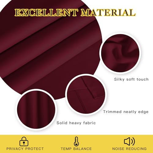 NICETOWN Blackout Room Divider Curtains 84 inch Length, Grommet Energy Saving Thermal Drapes Sound Reducing Window Treatments for Living Room/Bedroom, W100 x L84, 1 Panel, Wine Red
