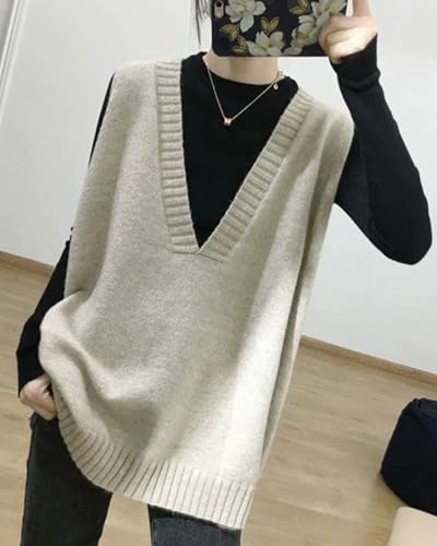 Image of Women's Casual Sweater Vest Sleeveless Knit Waistcoat Loose fit Pullover Sweaters