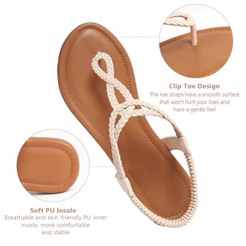 Image of zeetoo Women's Flat Sandals Summer T-StrapThong Bohemian Casual Comfortable Dressy Sandals for Women