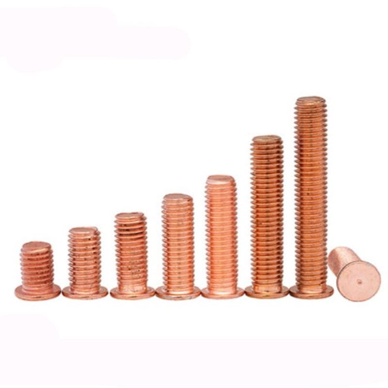 500pcs M4*8/10/12/15/16/20/25/30 Weld Threaded Studs for Capacitor Discharge Welding Spot Screws Nails Copper Plated - (Size: M4X15 500PCS)
