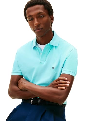 Image of Tommy Hilfiger Men's Short Sleeve Polo Shirts in Classic Fit with Stretch and Organic Pique Cotton