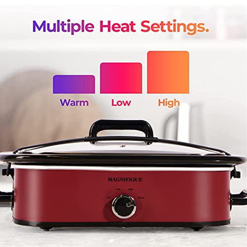Magnifique-4-Quart-Slow-Cooker-with-Casserole-Manual-Warm-Setting-Perfect-Kitchen-Small-Appliance-for-Family-Dinners-Dishwasher-Safe-Crock-Red Magnifique 4 Quart Slow Cooker with Casserole Manual Warm Setting Perfect Kitchen Small Appliance for Family Dinners Dishwasher Safe Crock Red