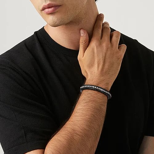 Pulsera de cuero con código Morse para hombres miniatura 3