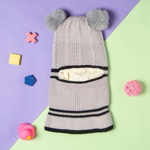 Image of Toddler Winter Hat With Scarf and Earflap Hood - Fleece Lined Monkey Cap for Baby and Kids (6 Months to 7 Years)