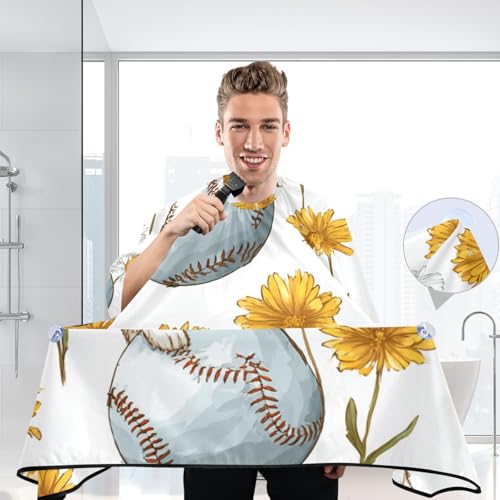 Capa para barbería ALAZA flores amarillas 55 x 65 pulg miniatura 7