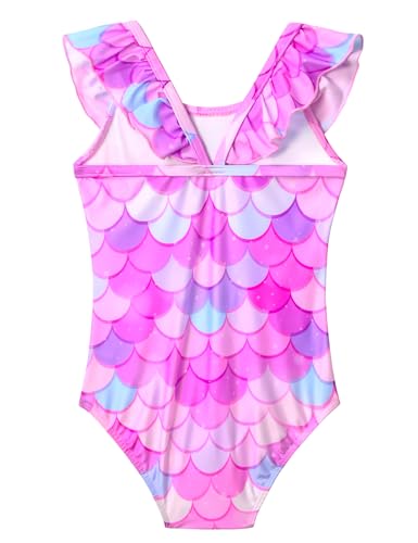 Image of Snowheart Girls Swimsuit One Piece Bathing Suit Kids Quick Dry Shoudler Ruffle Floral Swimwear for 3-12 Years Old