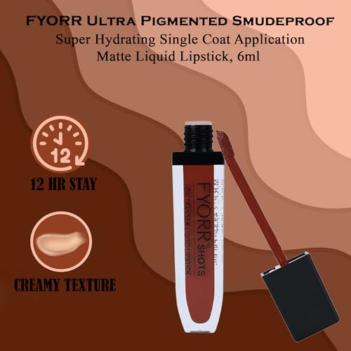 Image of Non Transfer Liquid Lipstick Waterproof Ultra Pigmented Matte Non-Sticky Smooth Finish Lip Color, 6ml (Paraben Cruelty Free) (NudePerfect WineDivine)