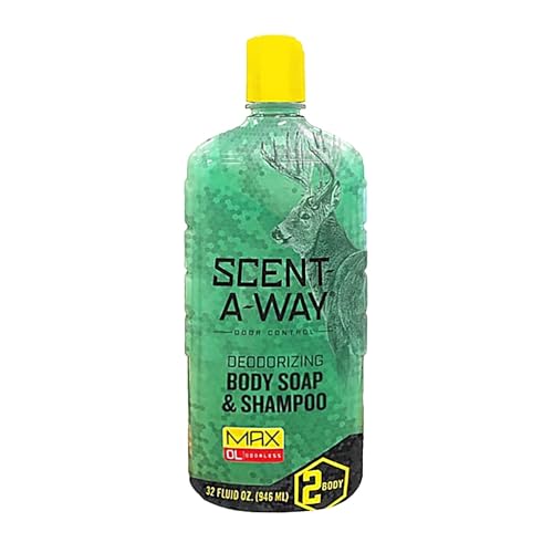 Hunters Specialties Scent-A-Way MAX Liquid Body Soap & Shampoo – Hunting Odorless Green Soap Scent Eliminator for Hunters, Trappers, Anglers, and Campers