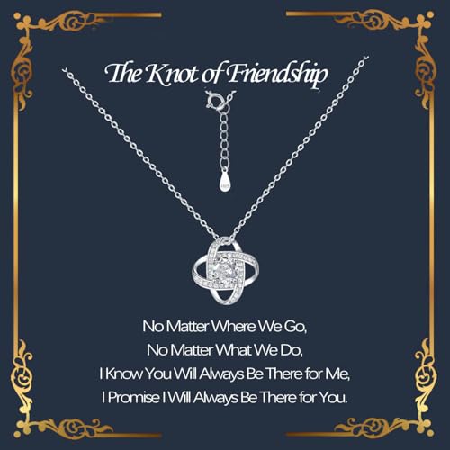 Friendship Necklace,S925 Sterling Silver Friendship Gifts for Women,Romantic Love Knot Best Friends Gifts for Anniversary,Valentine's Day,Chrismas,Birthday for Bestie,BFF,Her