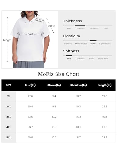 MoFiz Plus Size Golf Polo Shirts for Women Zip Up Short Sleeve Collared Tennis Workout Tops Sport Athletic Activewear XL-5XL, White, 4XL Plus - Image 7