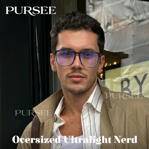 Image of TR90 Oversized Blue Light Blocking Glasses Men Women Ultralight Nerd Square Computer Games Black Large Eyewear