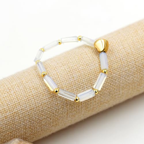 Image of Cuboid Love Elastic Bracelet, Crystal Energy Stone Anxiety Relief Yoga Jewelry for Women Male (Heart-shaped Charm Can Be Customized Name)