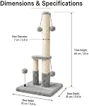 Dimaka Tall Cat Scratching Post, Double Lower Posts Extra Stable Cat Post Tree Scratcher with Sisal Rope and Teasing 4 Balls Total Large Base (Grey)