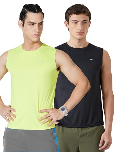 Image of Amazon Brand - Symbol Men's Polyester Color Block Active Regular Fit Sports | Round Neck | Sleeveless T-Shirt